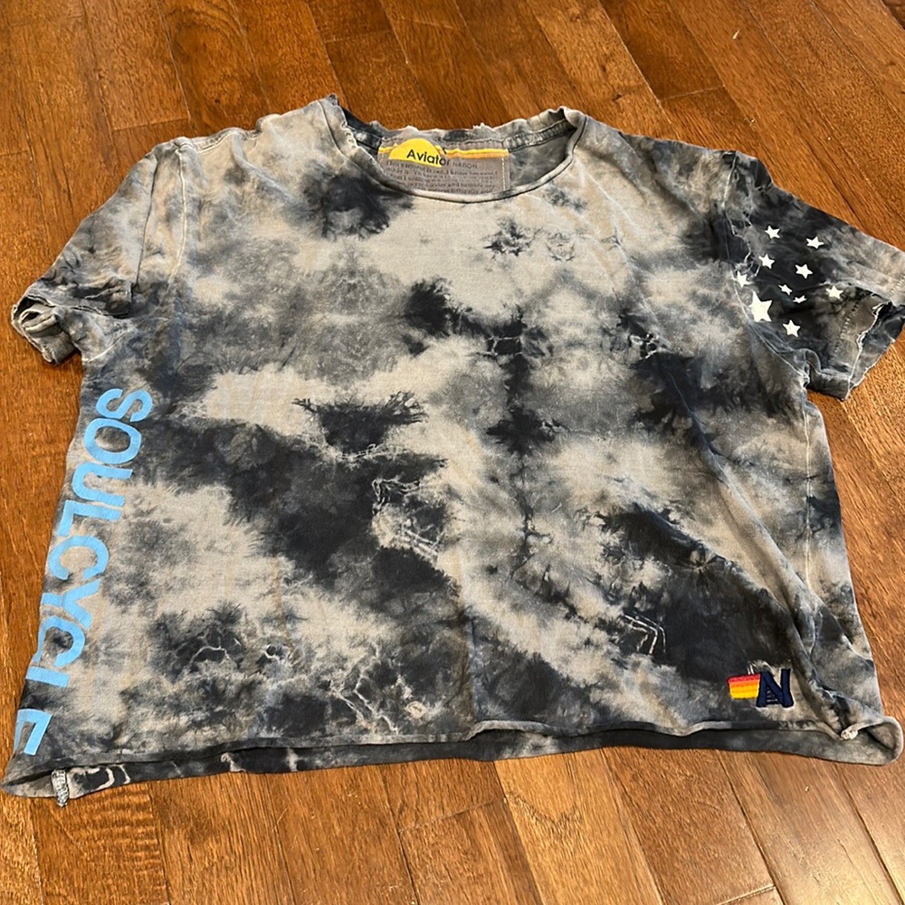 Aviator Nation and Soul Cycle boyfriend crop tee SMALL preowned